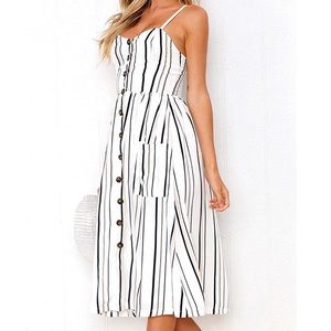 Button Down Midi Dress with Pockets